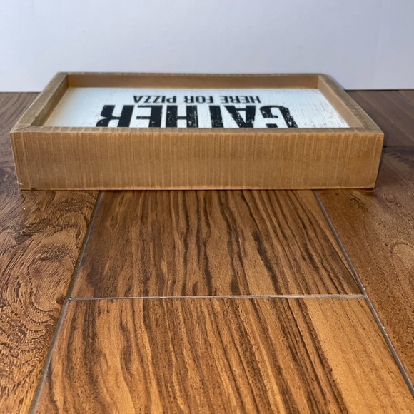 Primitives By Kathy | Gather Here For Pizza Sign 🍕 | 10" x 2.5" x 6.5" - Picture 5 of 6